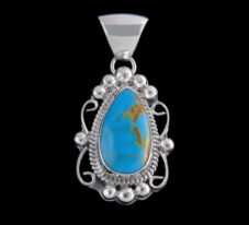 Turquoise Teardrop Pendant with Scrollwork