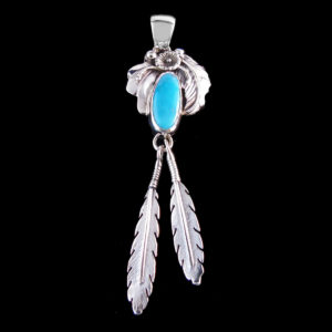 Turquoise Feather Pendant