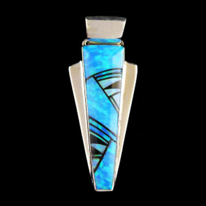 Tapered Blue Opal and Onyx Pendant