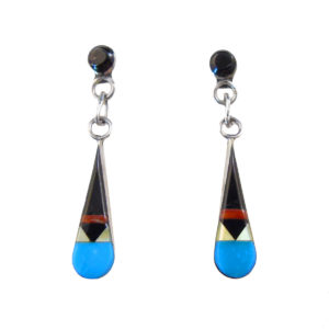Onyx & Turquoise Zuni Teardrop Earring