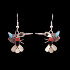 Zuni Multi-Stone Inlaid Hummingbird Earrings