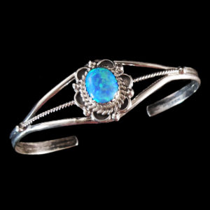 Navajo Silver & Opal Flower Bracelet