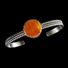 Orange Spiny Oyster Navajo Silver Bracelet