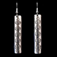 Navajo Stamped Silver Long Earring