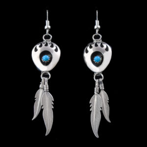 Lg Bear Claw Feather Turquoise Earring