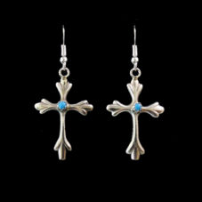 Silver Cross with Turquoise Dangle Earring