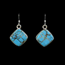 Turquoise and Silver Square Dangle