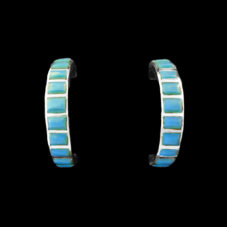 Turquoise Stone Inlaid Hoop Earring