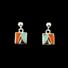 Navajo Square Multi-Stone Inlaid Earring