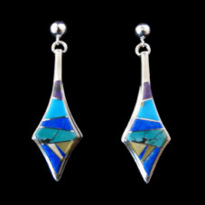 Large Multi Inlaid Dangle Earring