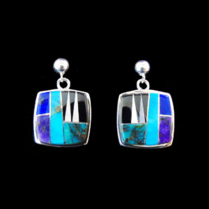 Multi-Stone Square Inlaid Dangle Earring