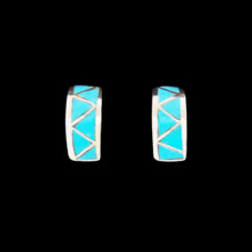 Turquoise Stone Inlaid Hoop Earring