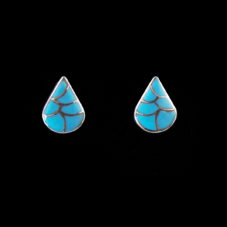 Inlaid Turquoise Teardrop Post Earrings