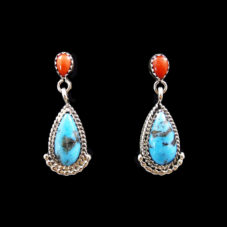 Coral and Turquoise Teardrop Dangle
