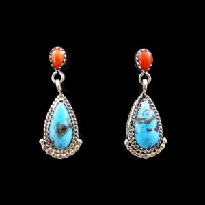 Coral and Turquoise Teardrop Dangle