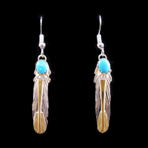 Turquoise Stone Feather Earring