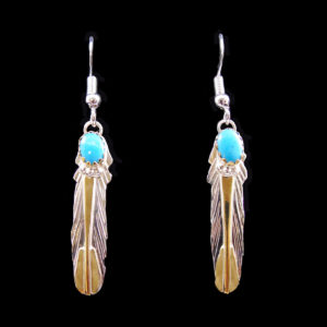 Turquoise Stone Feather Earring