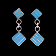 Turquoise Inlay Post Dangle Earring