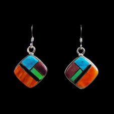 Multi Stone Square Dangle Earring