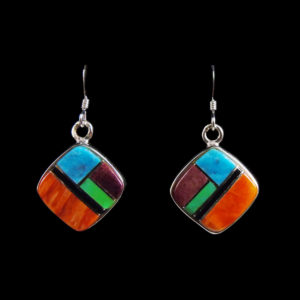 Multi Stone Square Dangle Earring