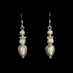 Opal Triple Stone Dangle Earring