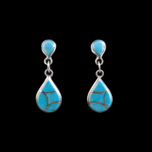 Inlaid Turquoise Teardrop Post Dangle