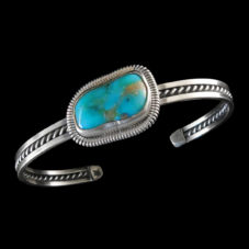 Genuine Navajo Blue Green Turquoise Silver Bracelet