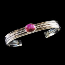 4 Row Pink Spiny Oyster Silver Bracelet