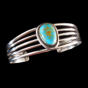 5 Band Turquoise and Silver Cuff Bracelet
