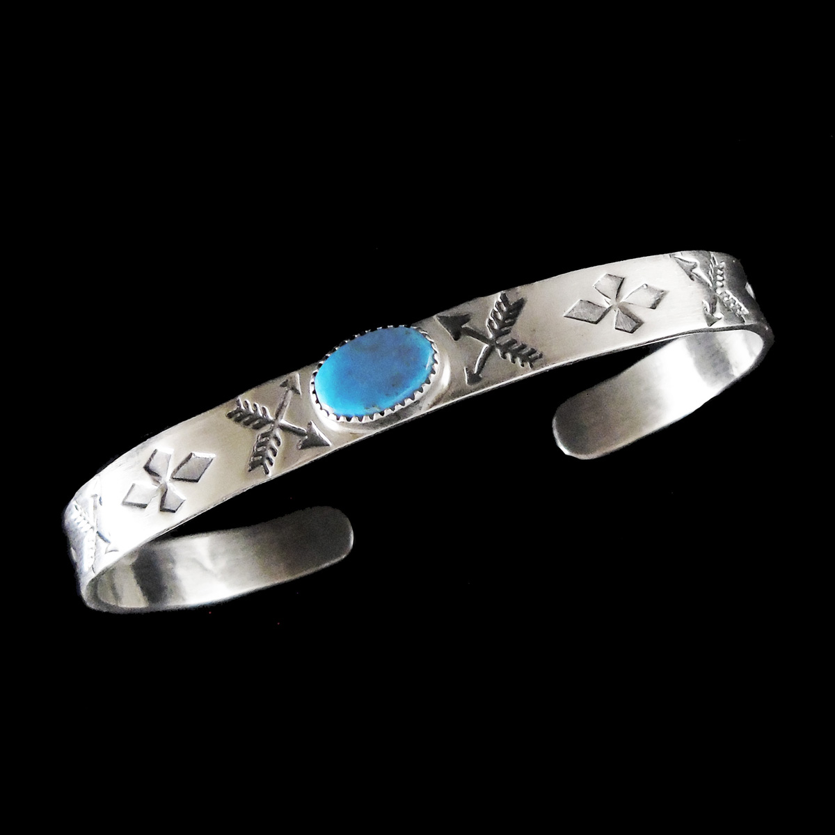 Authentic Arrow  Cross Design Turquoise Navajo Bracelet
