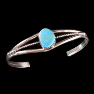 Authentic Navajo Silver & Turquoise Cuff Bracelet