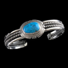 Braided Silver & Turquoise Navajo Bracelet