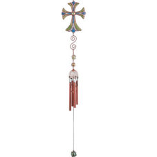 Copper & Glass Cross Wind Chime