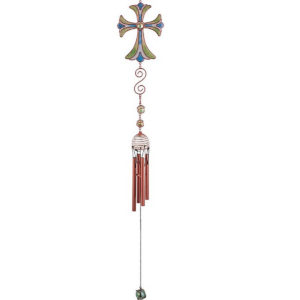 Copper & Glass Cross Wind Chime