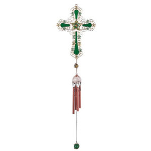 Copper & Glass Green Cross Wind Chime