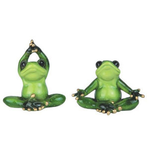 Frog Figurines in Yoga Poses