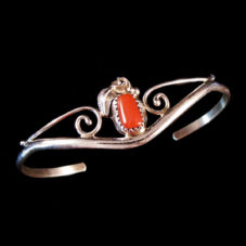 Genuine Red Coral & Sterling Silver Flower Bracelet