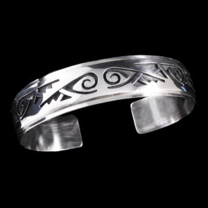 Genuine Silver Augustine Mowa Hopi Cuff Bracelet