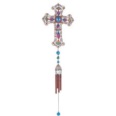 Glass & Copper Cross Wind Chime