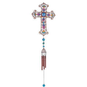 Glass & Copper Cross Wind Chime