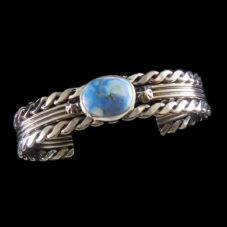 Golden Hill Double Braided Silver & Turquoise Bracelet