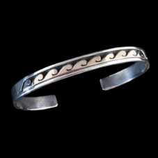 Hand-Crafted Hopi Silver Wave Overlay Bracelet