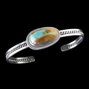 Hand-Crafted Turquoise & Silver Navajo Bracelet