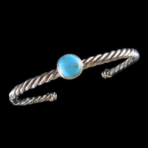 Hand Crafted Turquoise & Silver Twisted Rope Bracelet
