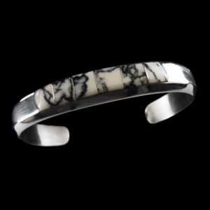 Hand-Crafted White Buffalo Inlaid Cuff Bracelet