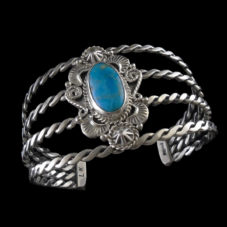 Large Crown Blue Turquoise Navajo Bracelet