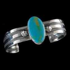 Large Navajo Oval Turquoise Cuff Bracelet