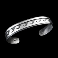 Nathan Fred Hopi Silver Overlay Wave Bracelet