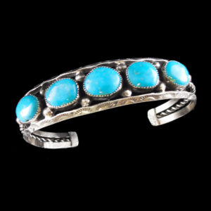Native American Bracelet with 5 Turquoise Stones