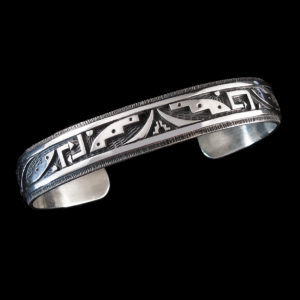 Native American Hopi Silver Overlay Cuff Bracelet